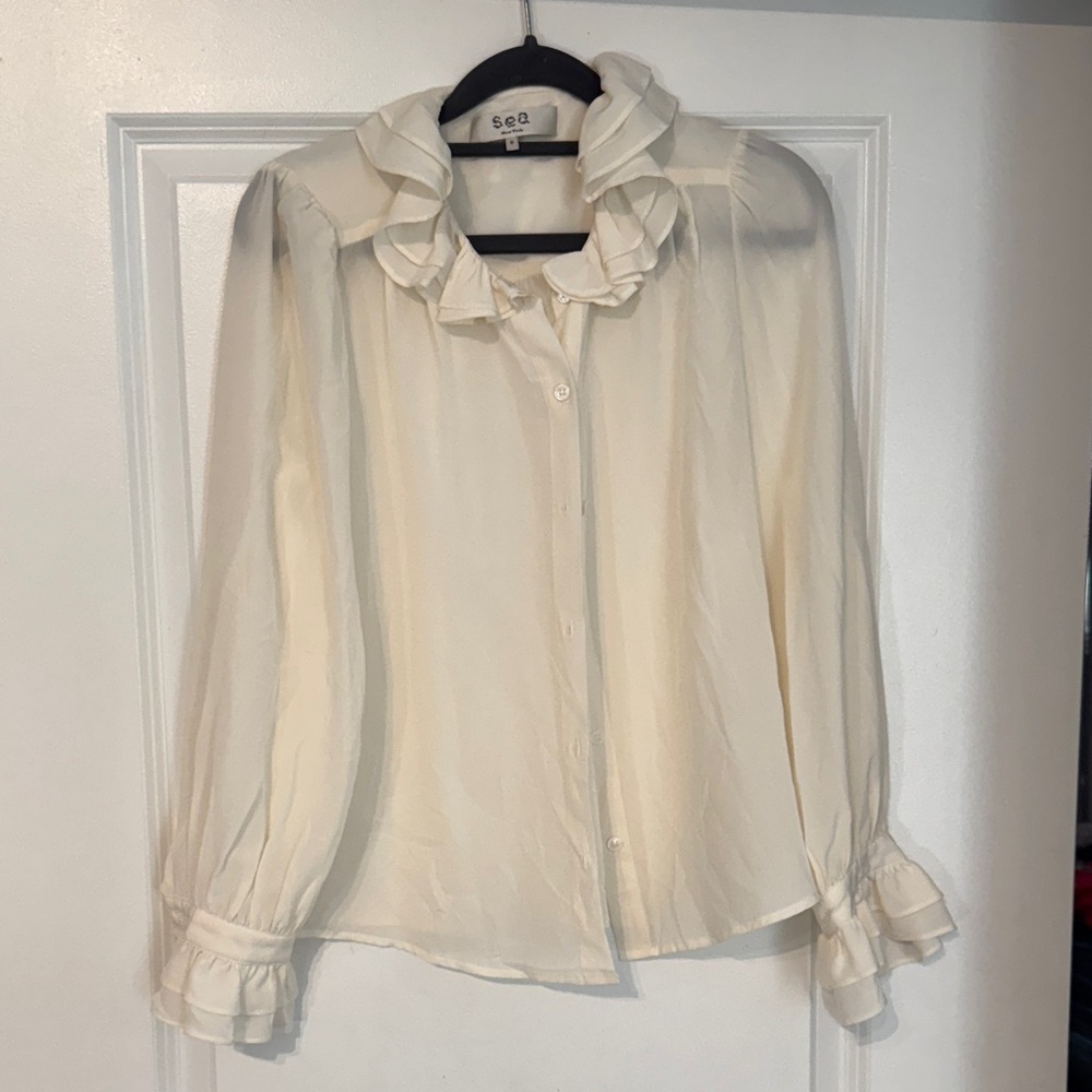 Sea New York Ivory Ruffle Blouse